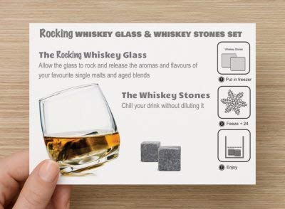 Rocking Whiskey Glass & Whisky Stones Set - A Unique and Cool Bar Gift Set For Any Liquor Lover