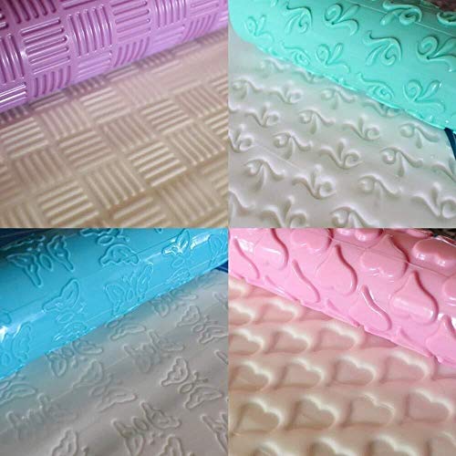 Rodillo antiadherente de plástico Rodillo de estampado de pasteles Rodillo de decoración Sugarcraft Rodillo de colores Fondant Molde en relieve Herramientas for hornear con textura Cocina de bricolaje