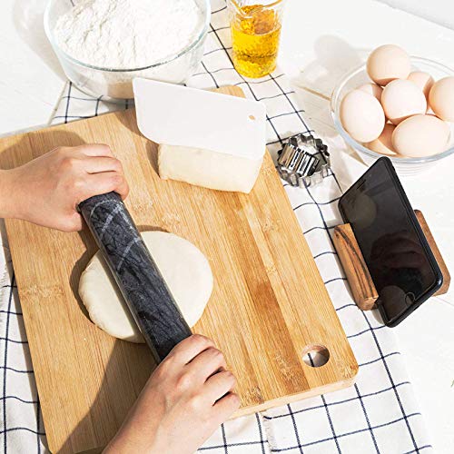 Rodillo de repostería de mármol pulido con cuna de madera para teléfono móvil