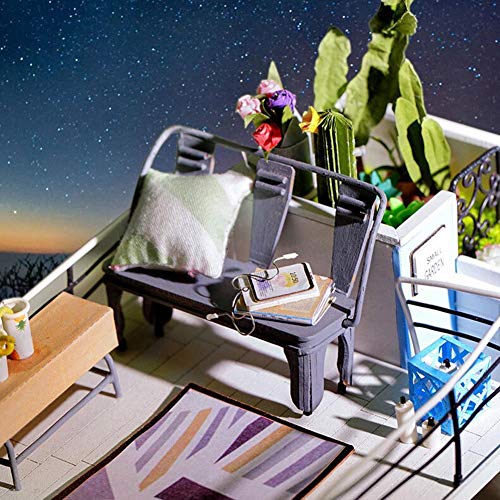 Rolife DIY Muñecas de Madera casa Manualidades Miniatura Kit Modelo & Mueble con Luces y Accesorios DIY Miniatura para la Decoración de Navidad (Dora Loft)