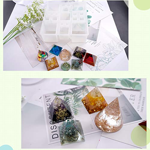 Rolin Roly 4 Piezas Reutilizables Moldes Resina DIY Piramide de silicone molde Silicona Manualidades Casting Moldes