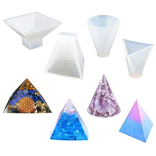 Rolin Roly 4 Piezas Reutilizables Moldes Resina DIY Piramide de silicone molde Silicona Manualidades Casting Moldes