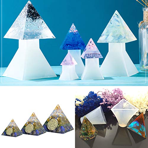 Rolin Roly 4 Piezas Reutilizables Moldes Resina DIY Piramide de silicone molde Silicona Manualidades Casting Moldes