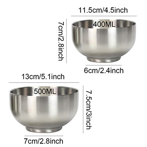 Rolin Roly Bol Inox Ensaladera 500ml Cuencos Inoxidable 304 Bowl Desayuno Tazones de Almacenamiento de Comida (500ml)