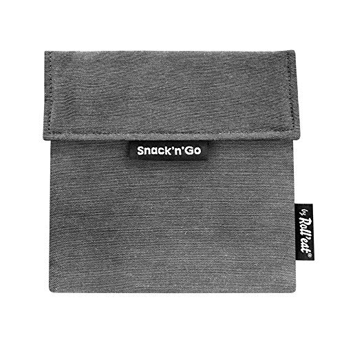 Roll'eat - Snack'n'Go Eco - Bolsa Merienda Porta Snacks Ecológica y Reutilizable sin BPA, Negro