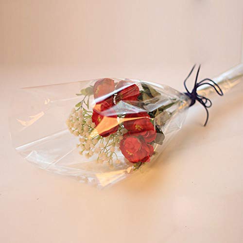 Rollo de papel de celofán transparente de 100 m x 80 cm de ancho, para regalo de floristería, cesta de flores, envoltura de embalaje, Ramos de Navidad, manualidades, cumpleaños, boda, Pascua, etc.