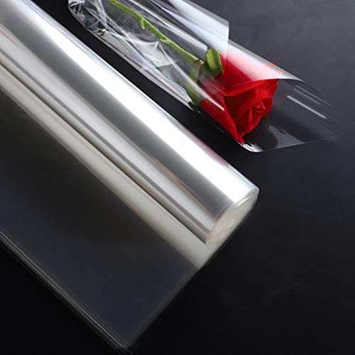Rollo de papel de celofán transparente de 100 m x 80 cm de ancho, para regalo de floristería, cesta de flores, envoltura de embalaje, Ramos de Navidad, manualidades, cumpleaños, boda, Pascua, etc.