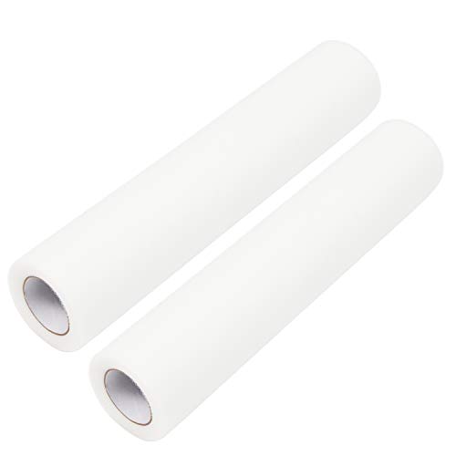 Rollo de Tul (Pack de 2) - 25m Largo x 30cm de Ancho, Blanco Tela de Tul para Velos y Trajes de Novia, Caminos de Mesa, Lazos Sillas, Envolver Regalos, Pompones, Manualidades y Decoración Cumpleaños