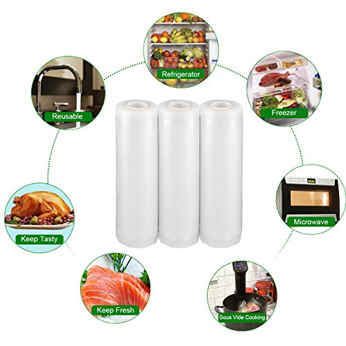 Rollos para Envasadora Sellador de Vacío 3 packs 28cmx300cm Bolsas Profesional para la Conservación de Alimentos Protector la Comida para Cocina