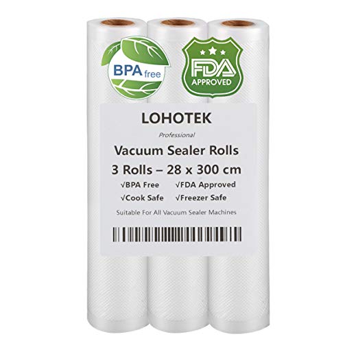 Rollos para Envasadora Sellador de Vacío 3 packs 28cmx300cm Bolsas Profesional para la Conservación de Alimentos Protector la Comida para Cocina
