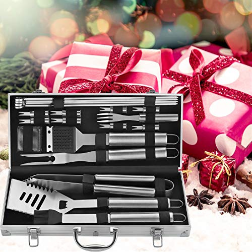 Romanticist 20pcs Juego de Herramientas para Parrilla de Barbacoa de Acero Inoxidable Accesorios para Parrilladas Premium para Hombres