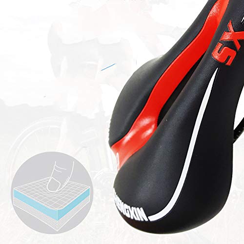 RONGJJ Cojín Sillín de Gel para Bicicleta con Funda de Lluvia, Sillín de Bici de Montaña Cómodo, Asiento de Bicicleta, Sillín de Ciclismo Portátil para MTB Espuma, Red