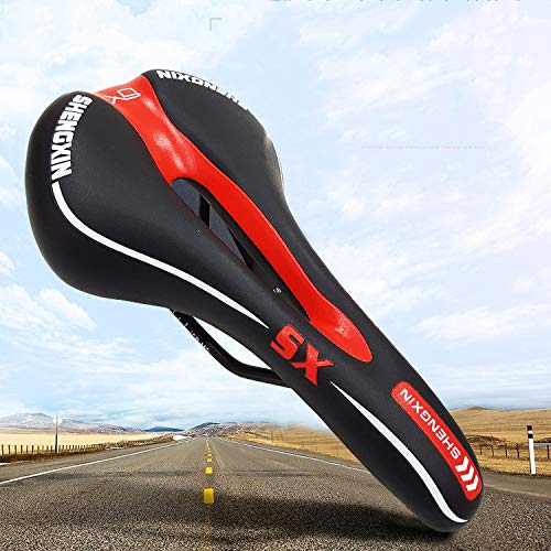 RONGJJ Cojín Sillín de Gel para Bicicleta con Funda de Lluvia, Sillín de Bici de Montaña Cómodo, Asiento de Bicicleta, Sillín de Ciclismo Portátil para MTB Espuma, Red