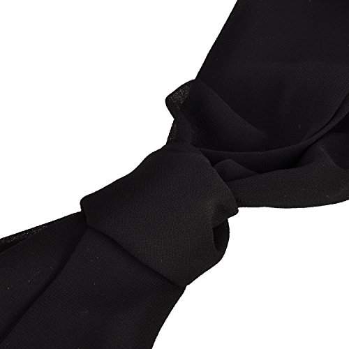 RongShi Señoras Gargantilla Pañuelo delgado De las mujeres Fino largo Bufanda de cuello Corbata Arco Gasa 200cm (Negro)