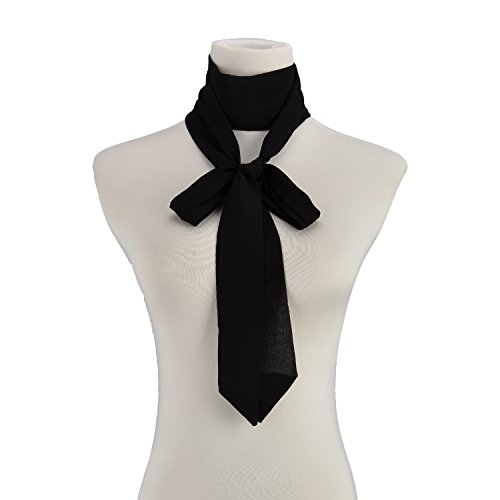RongShi Señoras Gargantilla Pañuelo delgado De las mujeres Fino largo Bufanda de cuello Corbata Arco Gasa 200cm (Negro)
