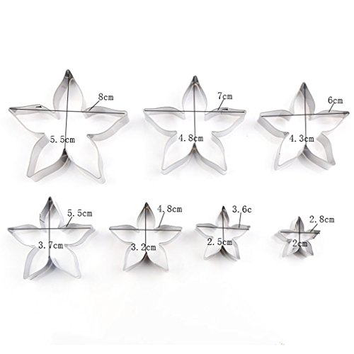 rongweiwang 7pcs Rose Flor del cáliz de Corte con Troquel de Troquelado Torta del Acero Inoxidable pastelería Hornear cortadores de pastelería Molde de la hornada Pasta de azúcar de la Galleta