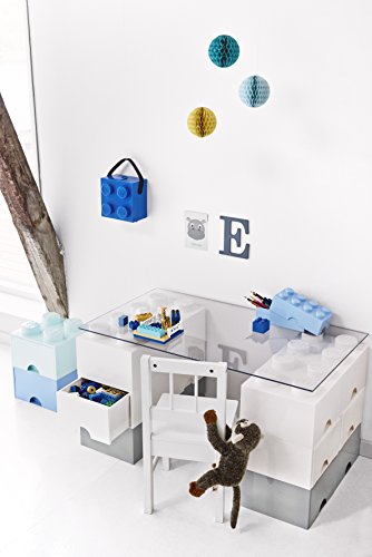 Room Copenhagen 40051735 Lego Ladrillo 4 pomos, 1 cajón, Caja de almacenaje apilable, 4,7 l, Legion/White, 25 x 25 x 18 cm