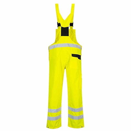 Ropa de trabajo para hombre, 100% poliéster, impermeable, contraste, babero 'N' Brace, Ulined, Dungarees, ideal para el trabajo de pesca barco vela Amarillo/Azul Marino XXL