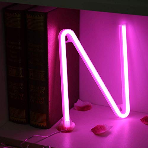 Rosa Letreros de neón Luz nocturna Luces LED de marquesina Arte de neón Luces decorativas Decoración de pared para niños Habitación para bebés Decoración de banquete de boda de Navidad (N)