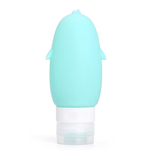 RoseFlower® Pingüino Lindo Botellas de Viaje de Silicona,FDA Certified 100% BPA Gratis Recipientes rellenables portátiles a Prueba de Fugas para,Acondicionador,Loción,artículos de tocador(4 Unidades)
