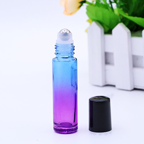 ROSENICE 10ML Gradient Roller Bottles Botellas Roll-on de vidrio con 2pcs Abridor de aceites esenciales botellas de perfume 10pcs