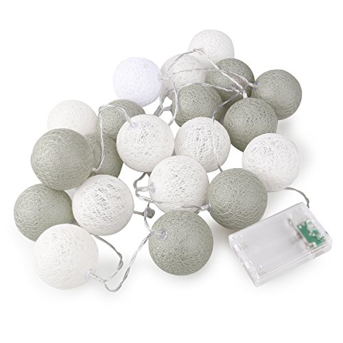 ROSENICE Cadena de luces para algodón bola 20 LED AA pilas para la decoración de fiesta de boda jardín