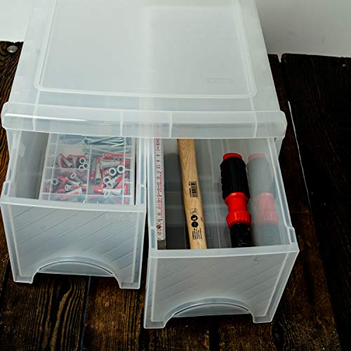 Rotho Frontbox, caja de cajones grande con 2 cajones, Plástico PP sin BPA, transparente, twin 44.0 x 34.0 x 20.0 cm