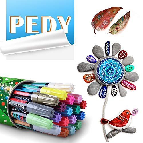 Rotuladores de Pintura Acrílica, PEDY 22 Colores Marcadores Permanentes Metálicos Impermeables para Pintura de Piedra/Tela/Metal/Ceramica/Vidrio/Madera/Scrapbooking y DIY Tarjeta, Regalo de Navidad