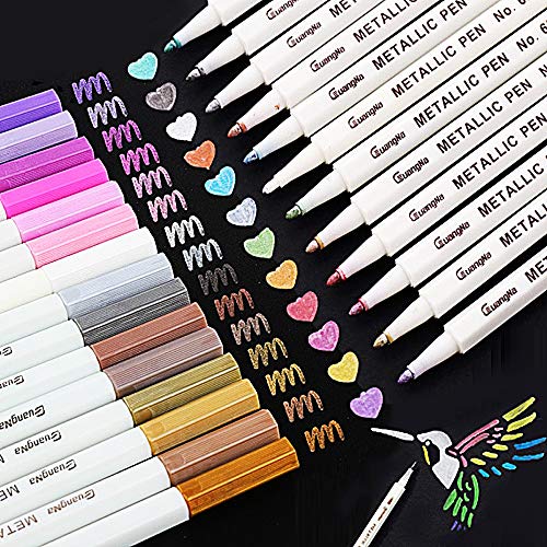 Rotuladores Metálicos,SaiXuan Marker Pen Rotuladores Metalizados 30 Color Marcador Pens Bolígrafos de pintura Conjunto de marcadores Para Tarjetas Negras,DIY Álbum,con Efecto Metálico