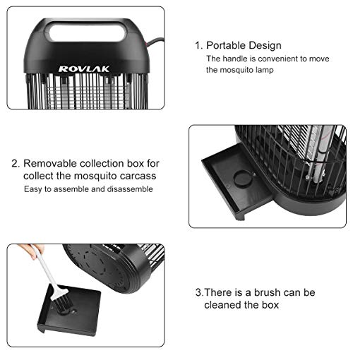 ROVLAK Lámpara Antimosquitos Electrico Antimosquitos Interior Enchufe con 18 Vatios de Luz UV Repelente de Mosquitos Lámpara de Mosquitos para la Cocina la Sala de Estar el Cuarto de los Niños, Negro