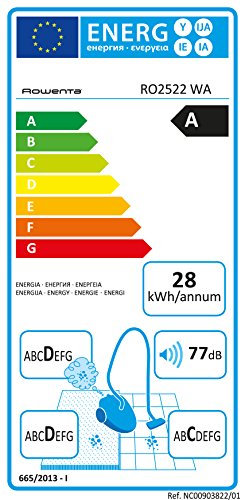 Rowenta RO2522WA Aspiradora, 2000 W, 1.2 L, 77 dB, color negro y amarillo