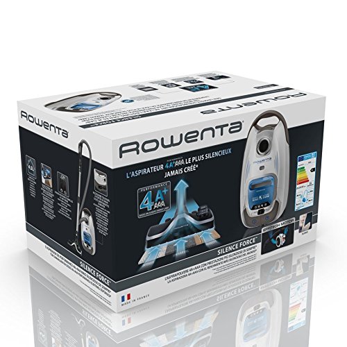 Rowenta Silence Force RO6491EA Aspirador con Bolsa, 550 W, 66 dB, Cepillo para pelo de mascota, para parquet, para tapicerías, Boquilla para Ranuras, 4.5 litros de depósito