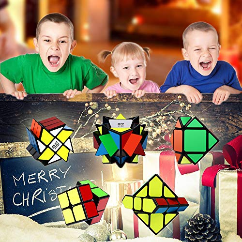 ROXENDA Cubos de Velocidad, [Paquete de 10] Speed Cube Set - 2x2x2 3x3x3 2x2x3 Pirámide Megaminx Skew Axis Windmill Ivy Fisher Cube Smooth Magic Cube Colección de Rompecabezas