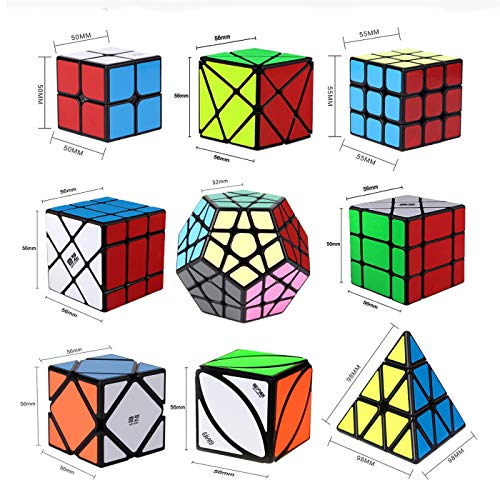 ROXENDA Cubos de Velocidad, [Paquete de 10] Speed Cube Set - 2x2x2 3x3x3 2x2x3 Pirámide Megaminx Skew Axis Windmill Ivy Fisher Cube Smooth Magic Cube Colección de Rompecabezas