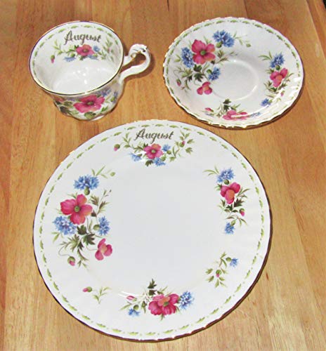 Royal Albert Poppy August - Juego de tazas de café (3 unidades), diseño de Bone China