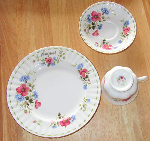Royal Albert Poppy August - Juego de tazas de café (3 unidades), diseño de Bone China