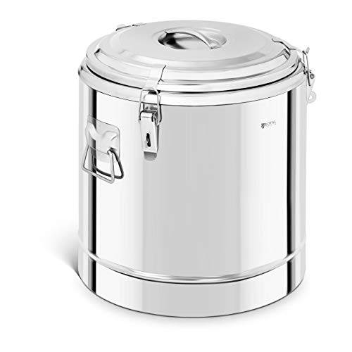 Royal Catering Contenedor Isotérmico Acero Inoxidable Termo Inox. RCTP-35E (Doble Capa, Almacenamiento De Calor Hasta 12 h, 35 Litros)