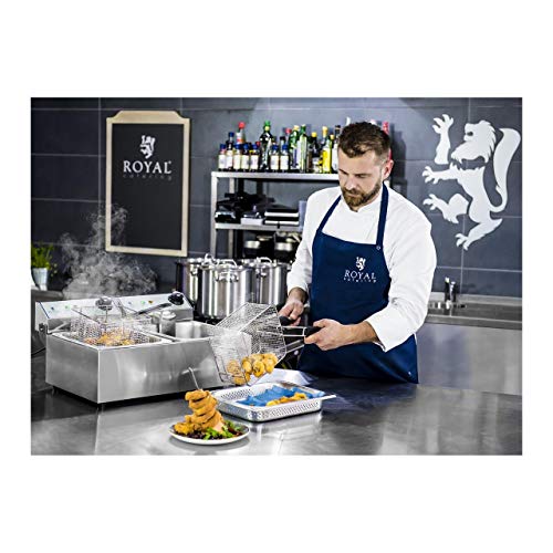 Royal Catering Freidora Eléctrica Doble Para Hostelería RCEF-16DH (Potencia: 2 x 3.500 Watt, Capacidad: 2 x 16 Litros, Con Grifo De Vaciado, 230 V)