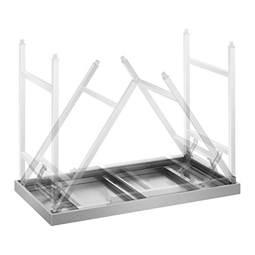 Royal Catering RCAT-120K Mesa Plegable de Acero Inoxidable Mesa de Trabajo (60,00 x 120,00 x 90,50 cm, Capacidad de carga 120 kg, Altura ajustable 10 mm)