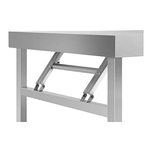 Royal Catering RCAT-120K Mesa Plegable de Acero Inoxidable Mesa de Trabajo (60,00 x 120,00 x 90,50 cm, Capacidad de carga 120 kg, Altura ajustable 10 mm)