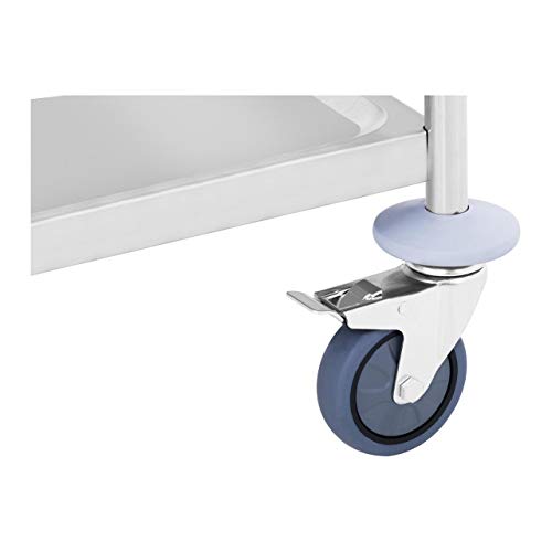 Royal Catering RCBW 2 Carro Cocina Carrito de Servicio con ruedas (2 bandejas de apoyo, Capacidad de Carga 2 x 50 kg, Distancia entre las Bandejas 48 cm) Acero Inox