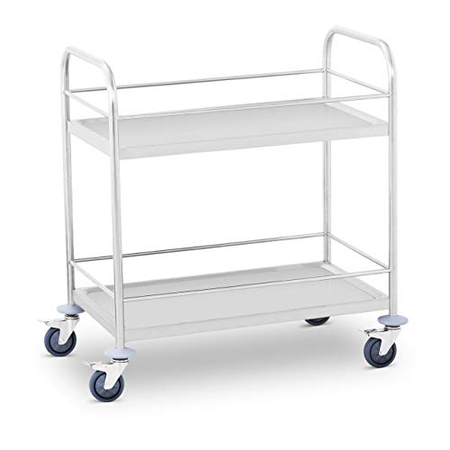 Royal Catering RCBW 2 Carro Cocina Carrito de Servicio con ruedas (2 bandejas de apoyo, Capacidad de Carga 2 x 50 kg, Distancia entre las Bandejas 48 cm) Acero Inox