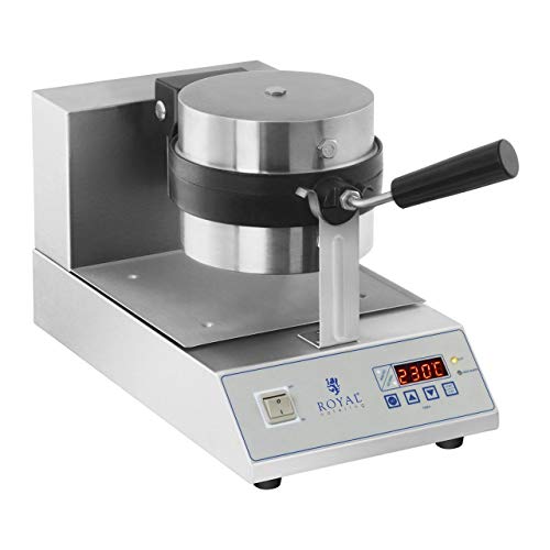 Royal Catering RCWM-1300-RE Gofrera Profesional Eléctrica Máquina Para Gofres Belgas Waffle Maker (1300 W, Ø 18 cm, Temporizador 99 min, giratoria)