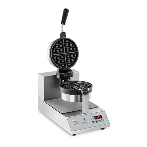 Royal Catering RCWM-1300-RE Gofrera Profesional Eléctrica Máquina Para Gofres Belgas Waffle Maker (1300 W, Ø 18 cm, Temporizador 99 min, giratoria)