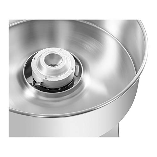Royal Catering RCZK-SET1 Máquina de Algodón de Azúcar Algodonera Industrial (1.030 W, Ø 52 cm, 1 Unidad / 30 s, Cobertura Antisalpicaduras de Vidrio Acrílico) Acero Inox