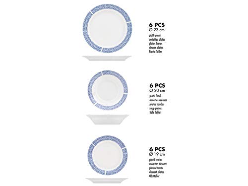 Royal Leerdam 735028 Royal Norfolk Rattan - Vajilla de porcelana (18 piezas)