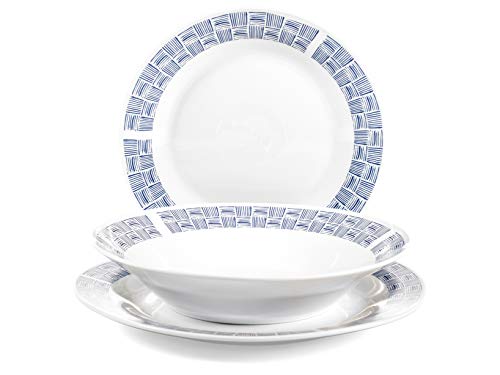 Royal Leerdam 735028 Royal Norfolk Rattan - Vajilla de porcelana (18 piezas)