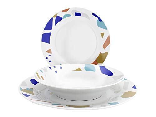 Royal Norfolk 735103 Samos - Vajilla de 18 piezas, porcelana, Ala