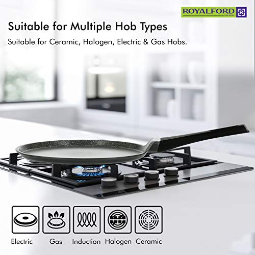 Royalford RF8590 Crepe Tawa-Sartén Antiadherente (28 cm), Aluminio Fundido