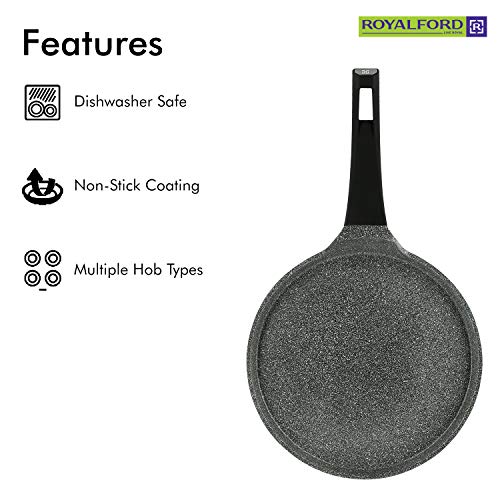 Royalford RF8590 Crepe Tawa-Sartén Antiadherente (28 cm), Aluminio Fundido